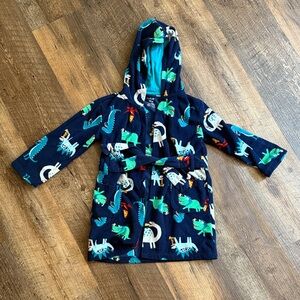 Kids Dinosaur Print Hooded fleece Robe